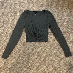 Long Sleeve Grey Crop Top